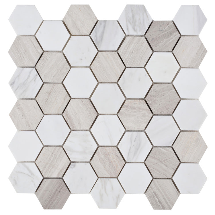 Elysium - Hexagon Loft 2x2 11.75 in. x 11.75 in. Marble Mosaic