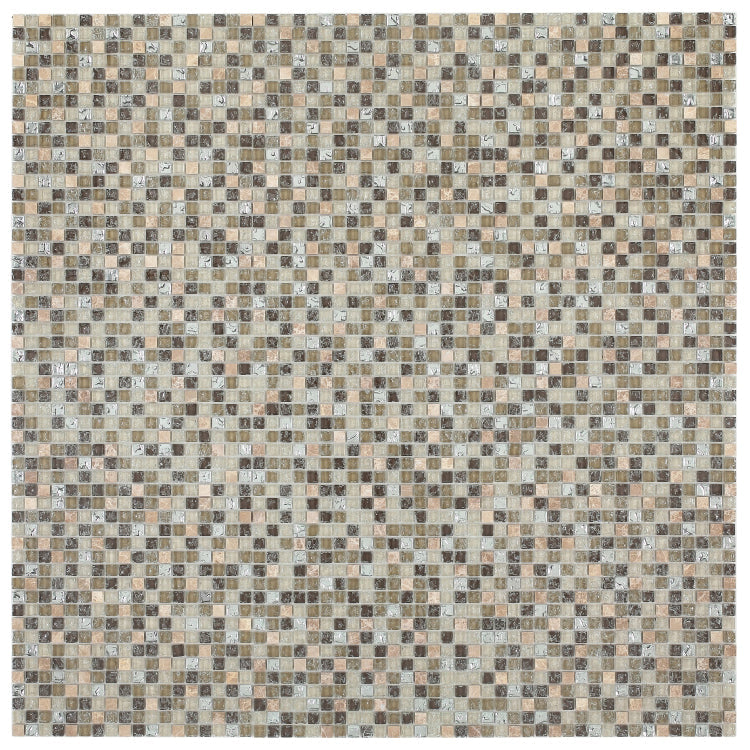 Elysium - Icy Grey Mini 12 in. x 12 in. Glass and Stone Mosaic