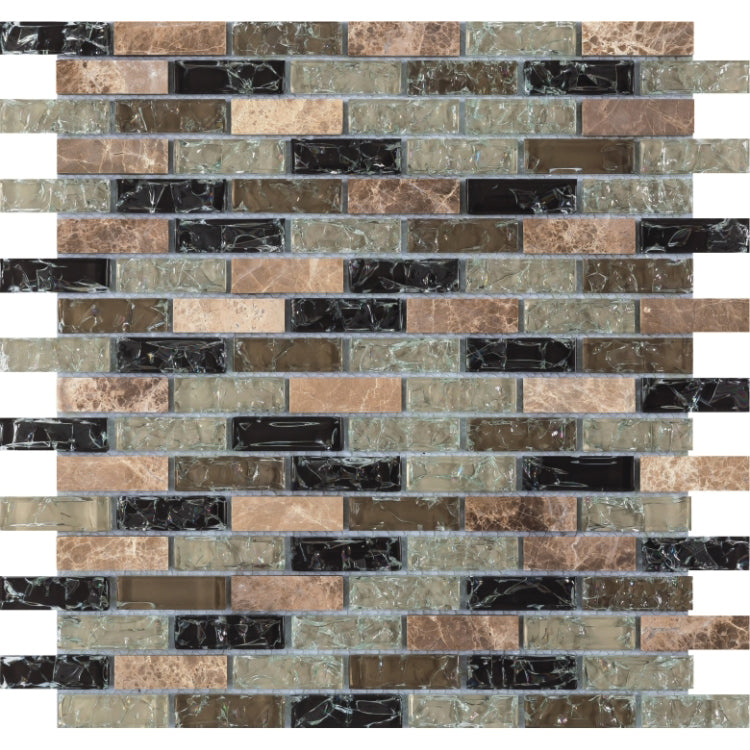 Elysium - Icy Grey Stack 11.75 in. x 12 in. Glass and Stone Mosaic