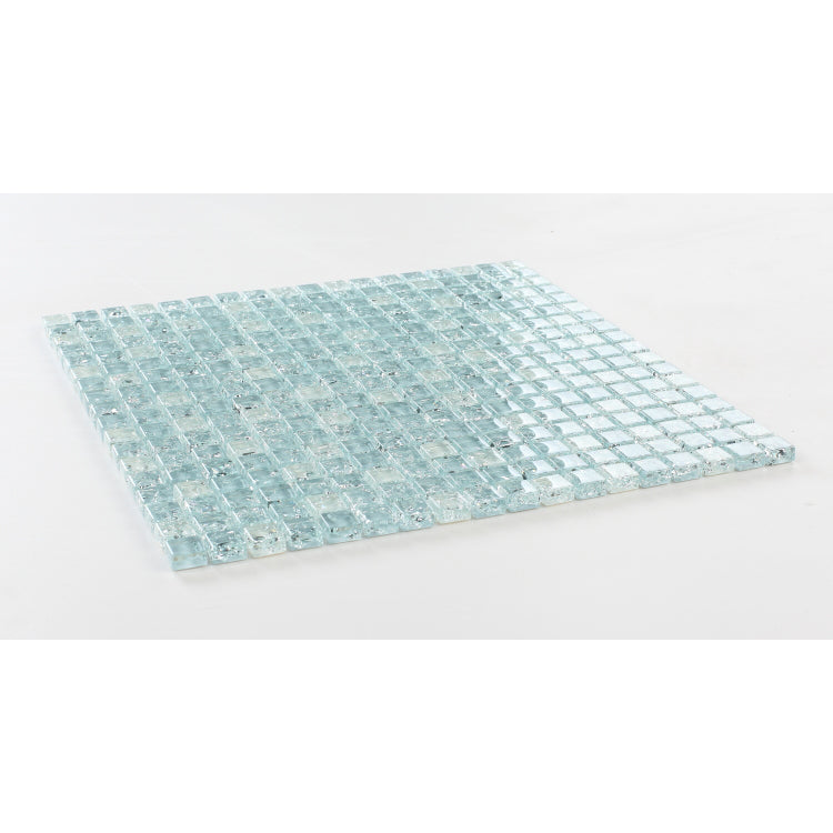 Elysium - Icy Ocean Mini 11.75 in. x 11.75 in. Crackle Glass Mosaic