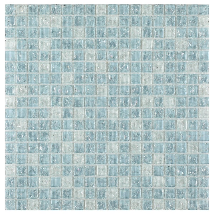 Elysium - Icy Ocean Mini 11.75 in. x 11.75 in. Crackle Glass Mosaic