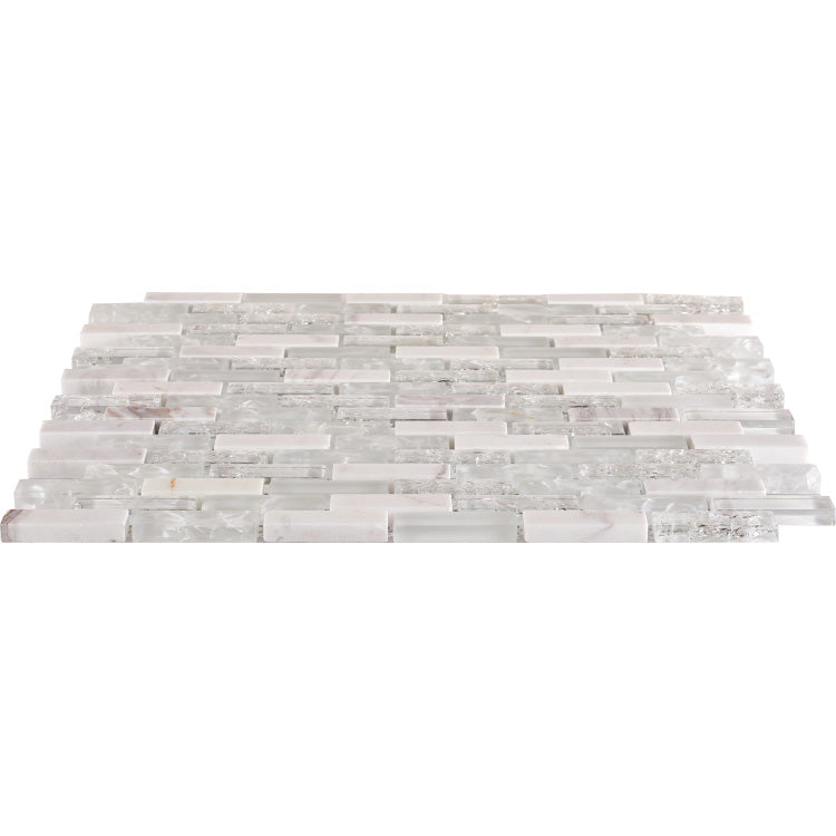 Elysium - Icy Stack 11.75 in. x 12 in. Glass and Stone Mosaic