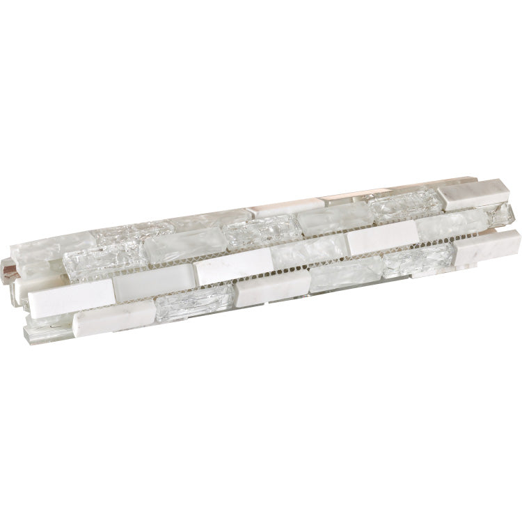 Elysium - Icy Stack 11.75 in. x 12 in. Glass and Stone Mosaic