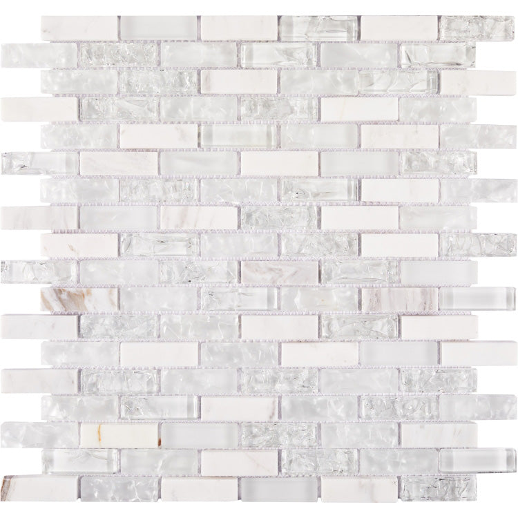 Elysium - Icy Stack 11.75 in. x 12 in. Glass and Stone Mosaic