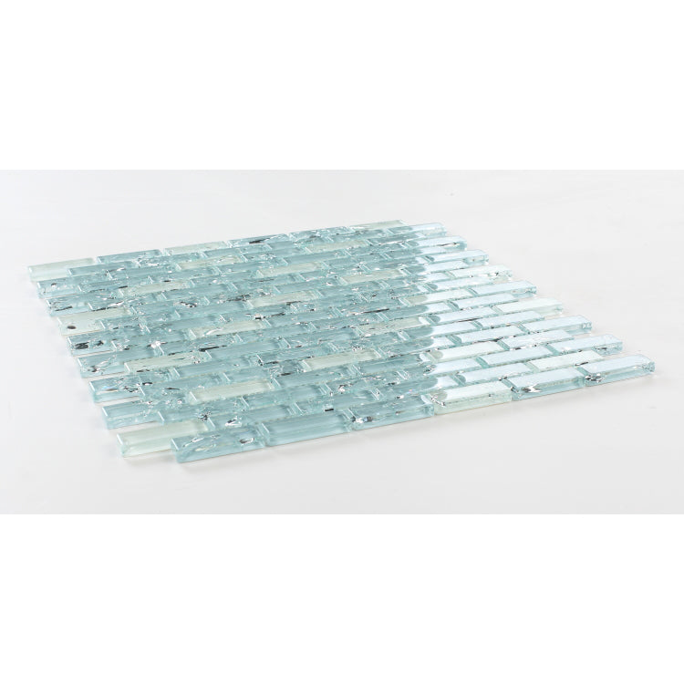 Elysium - Icy Ocean Stack 11.75 in. x 12 in. Crackle Glass Mosaic