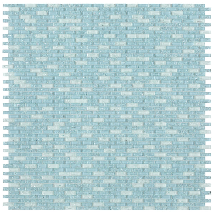 Elysium - Icy Ocean Stack 11.75 in. x 12 in. Crackle Glass Mosaic