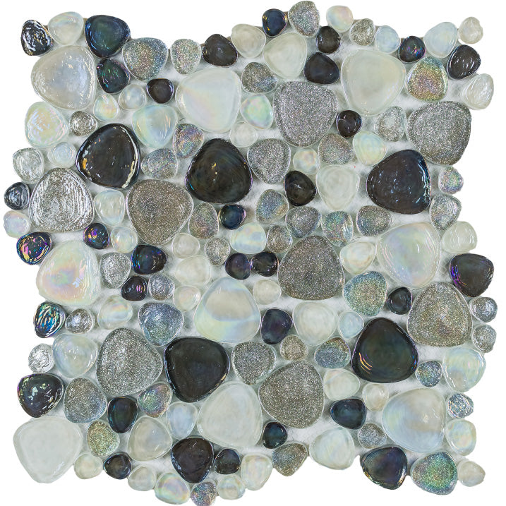 Elysium - Inari Grey Pebble 12 in. x 12 in. Glass MosaicElysium - Inari Grey Pebble 12 in. x 12 in. Glass Mosaic