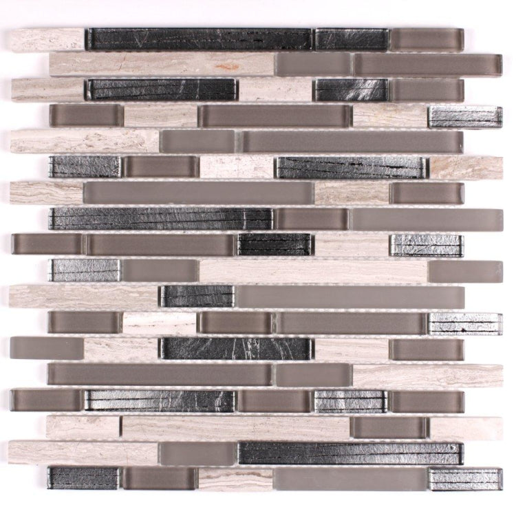 Elysium - Inga Silver 12 in. x 12 in. Glass and Marble Mosaic