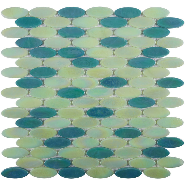 Elysium - Laguna Green 12 in. x 12 in. Stained Glass Tile