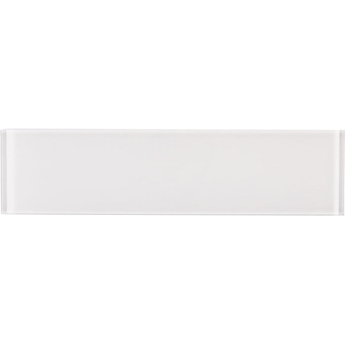 Elysium - Lucy White Glossy 4 in. x 16 in. Glass Mosaic