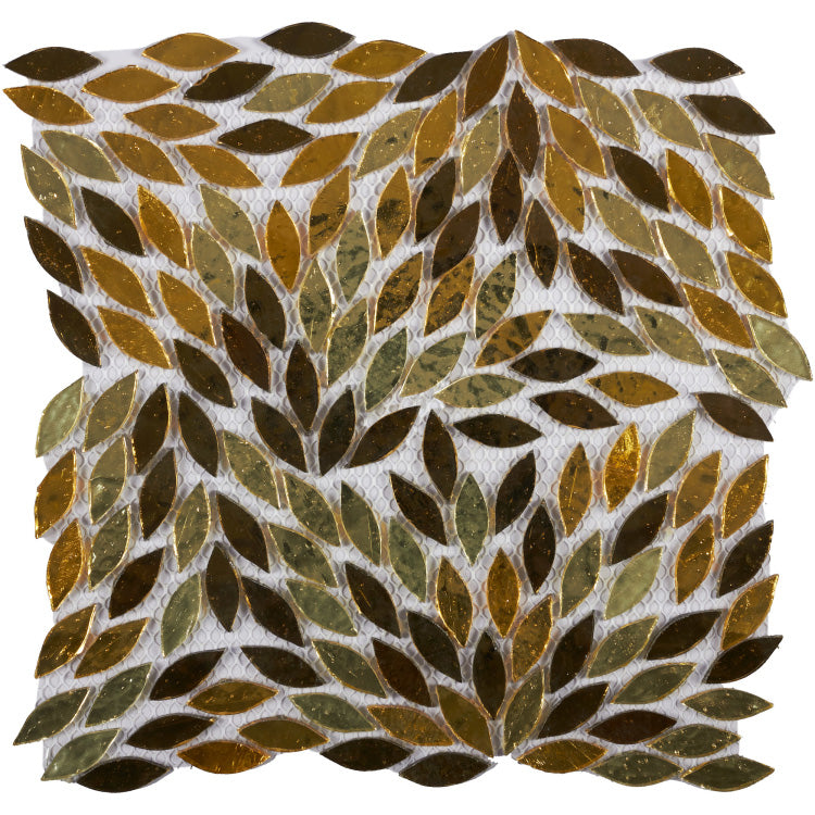 Elysium - Newport Gold 12 in. x 12 in. Stained Glass Tile