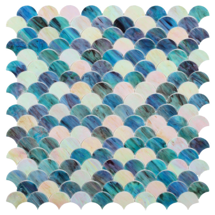 Elysium - Newport Scale Sky 9.5 in. x 9.75 in. Stained Glass Tile