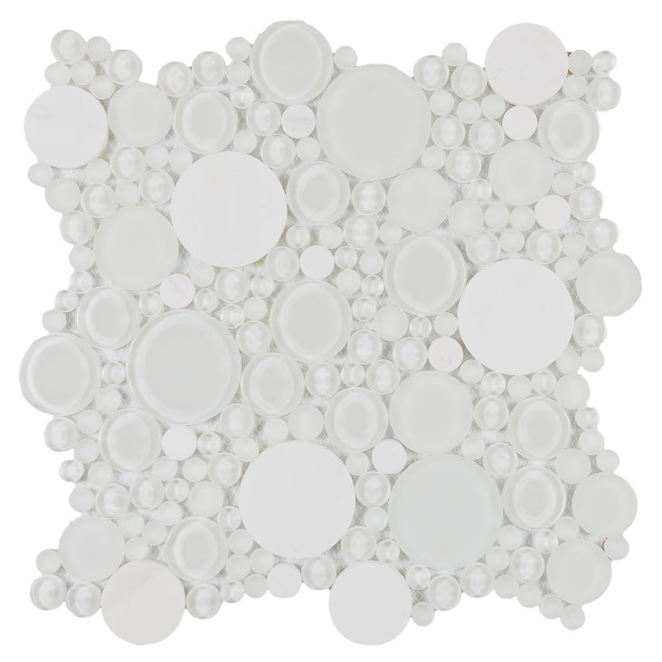 Elysium - Oompa Carrara 11.75 in. x 11.75 in. Glass and Stone Mosaic