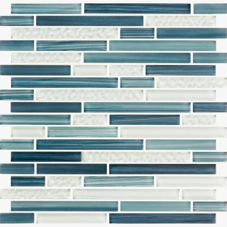 Elysium - Rain Blue 11.75 in. x 12 in. Glass Mosaic