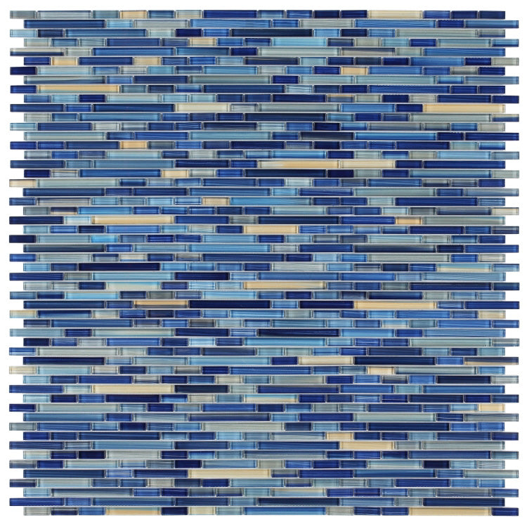 Elysium - Rain Sapphire 11.75 in. x 12 in. Glass Mosaic