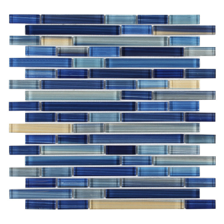 Elysium - Rain Sapphire 11.75 in. x 12 in. Glass Mosaic