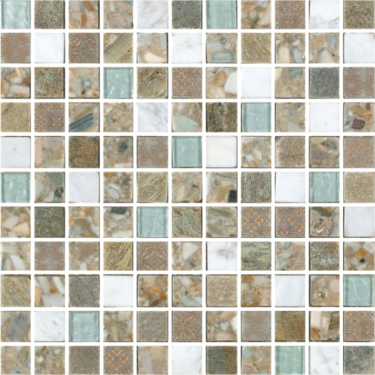 Elysium - Selene Summer 11.75 in. x 11.75 in. Glass and Stone Mosaic