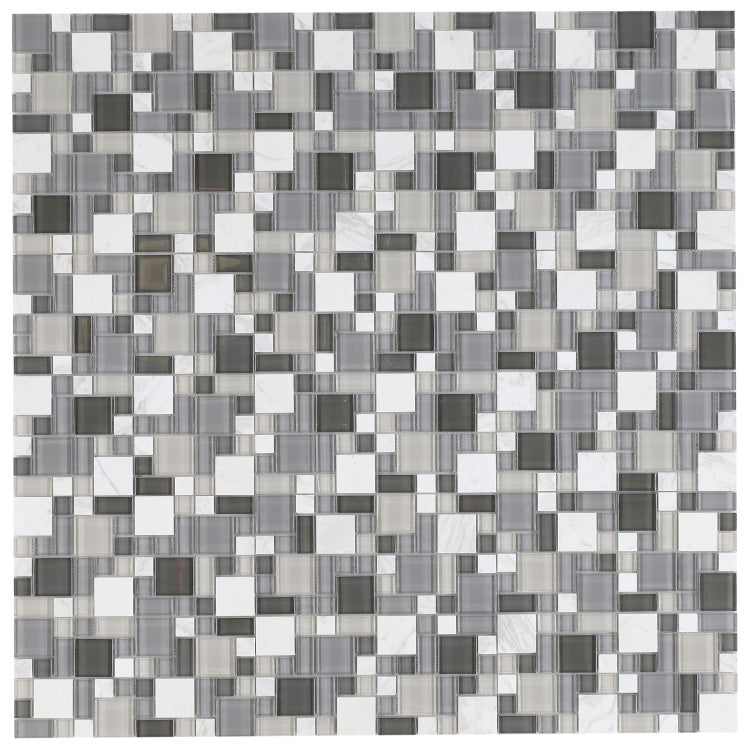 Elysium - Sea 11.75 in. x 11.75 in. Glass and Marble Mosaic