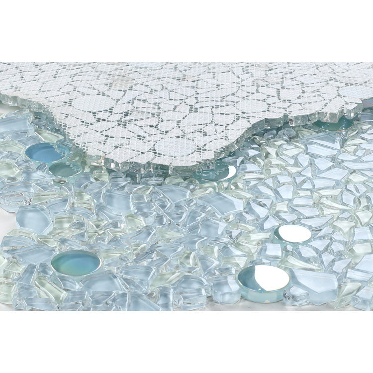 Elysium - Shimmer Blue 11 in. x 11.5 in. Glass Mosaic