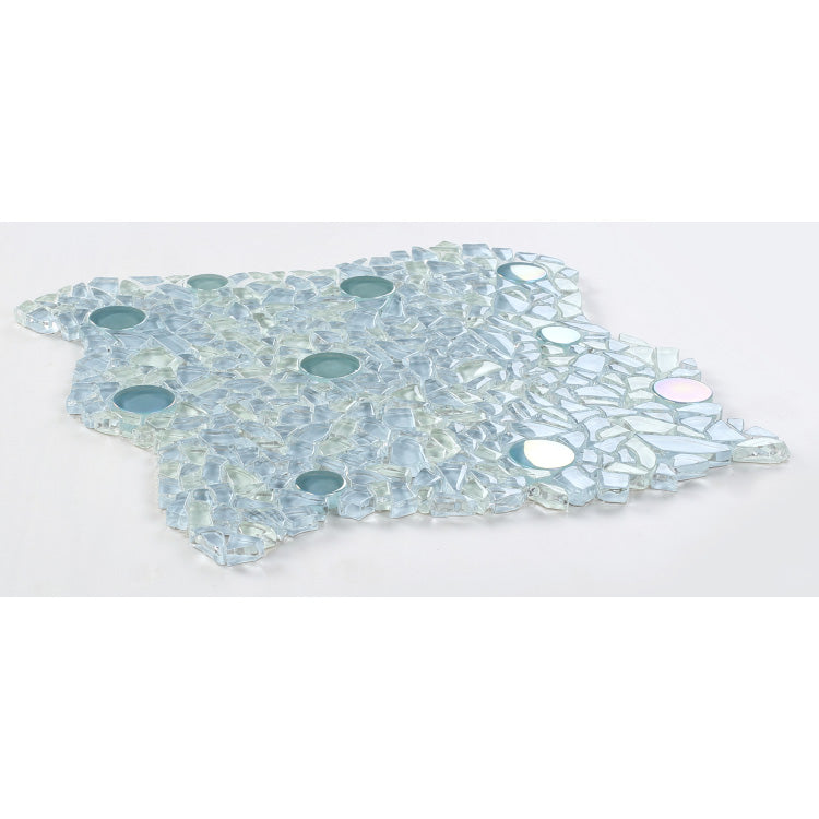 Elysium - Shimmer Blue 11 in. x 11.5 in. Glass Mosaic