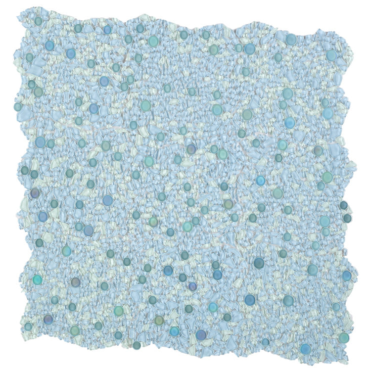 Elysium - Shimmer Blue 11 in. x 11.5 in. Glass Mosaic