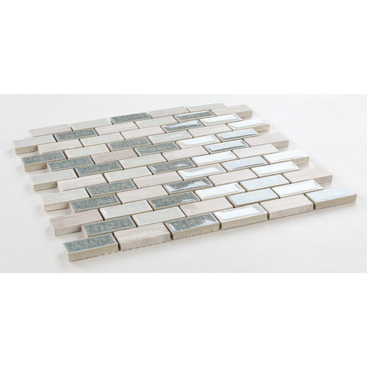 Elysium - Swiss Blue Brick 10.75 in. x 11.75 in. Crackle Glass and Stone