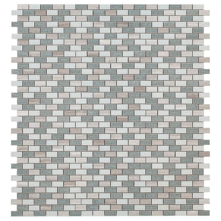 Elysium - Swiss Blue Brick 10.75 in. x 11.75 in. Crackle Glass and Stone