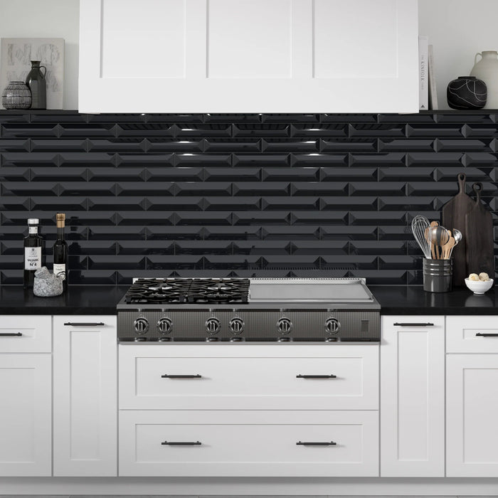 Emser Tile - Estasi 3 in. x 12 in. Glazed Ceramic Tile - Black Peak Glossy