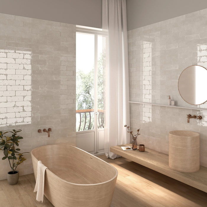 Emser Tile - Inhale 4 in. x 12 in. Glazed Porcelain Tile - Blanco Installed
