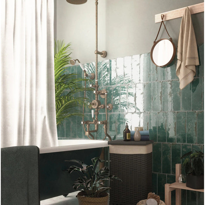 Emser Tile - Inhale 4 in. x 12 in. Glazed Porcelain Tile - Verde Room Scene