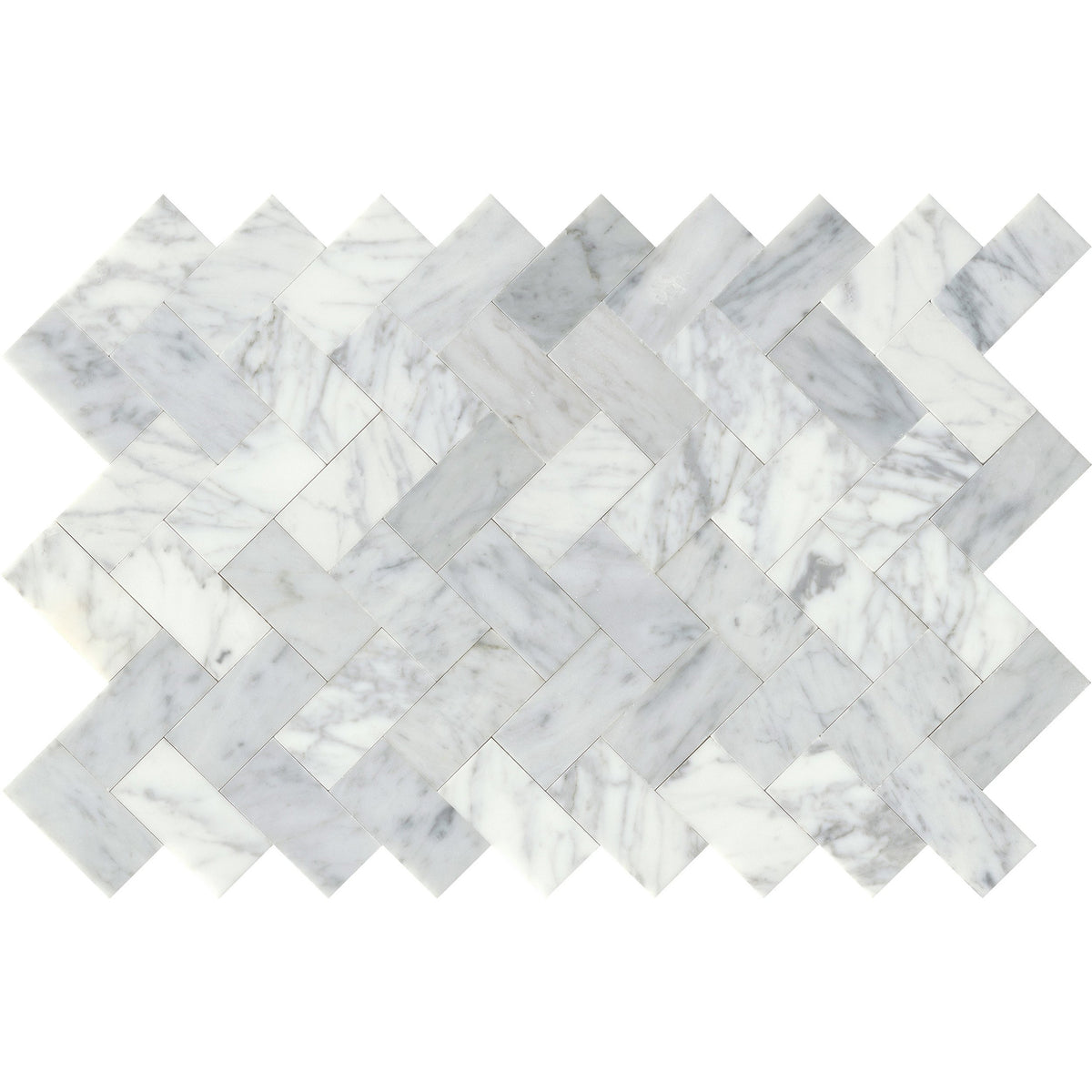 Emser Tile - Link Marble Groutless Mosaic - White Herringbone