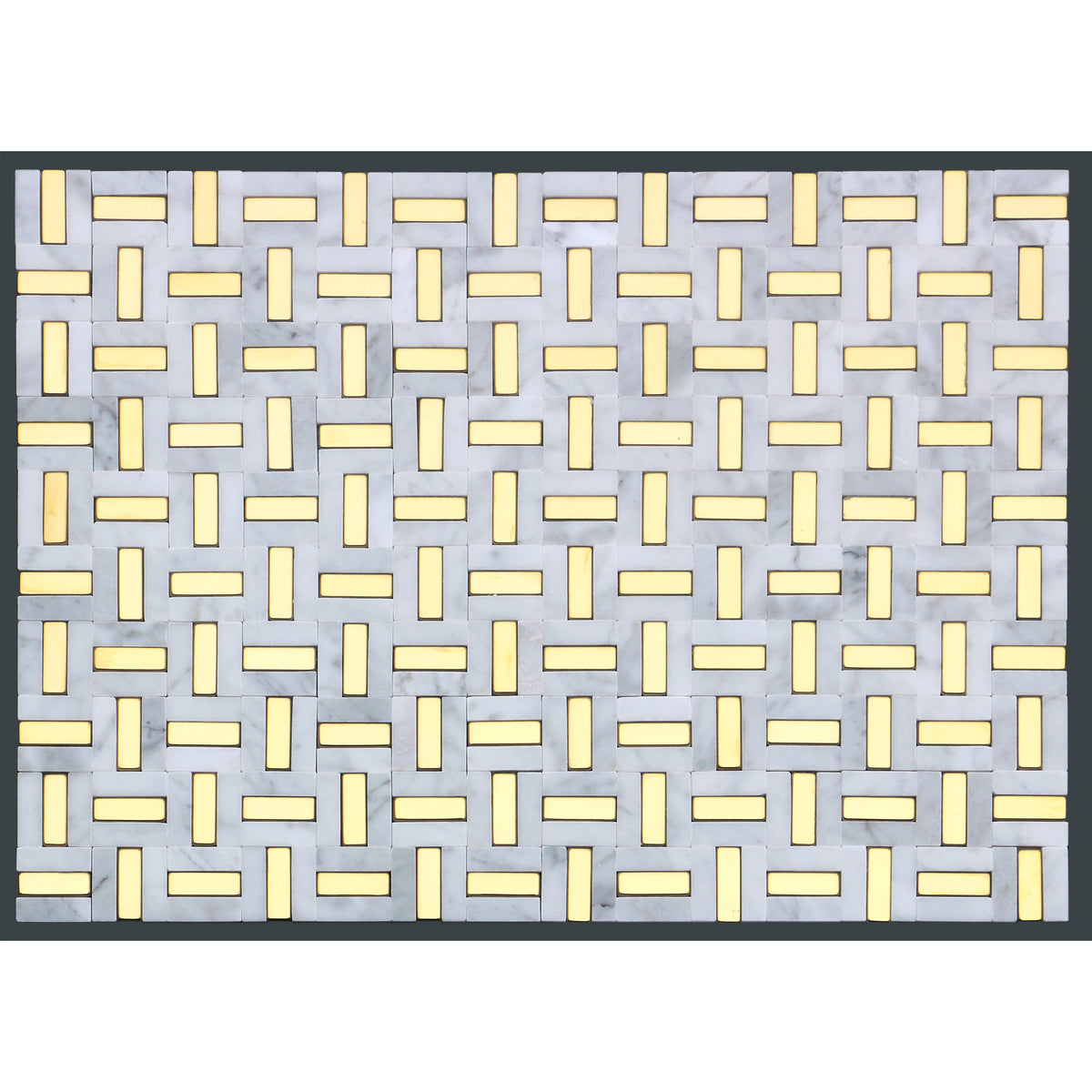Emser Tile - Link Marble Groutless Mosaic - White and Gold