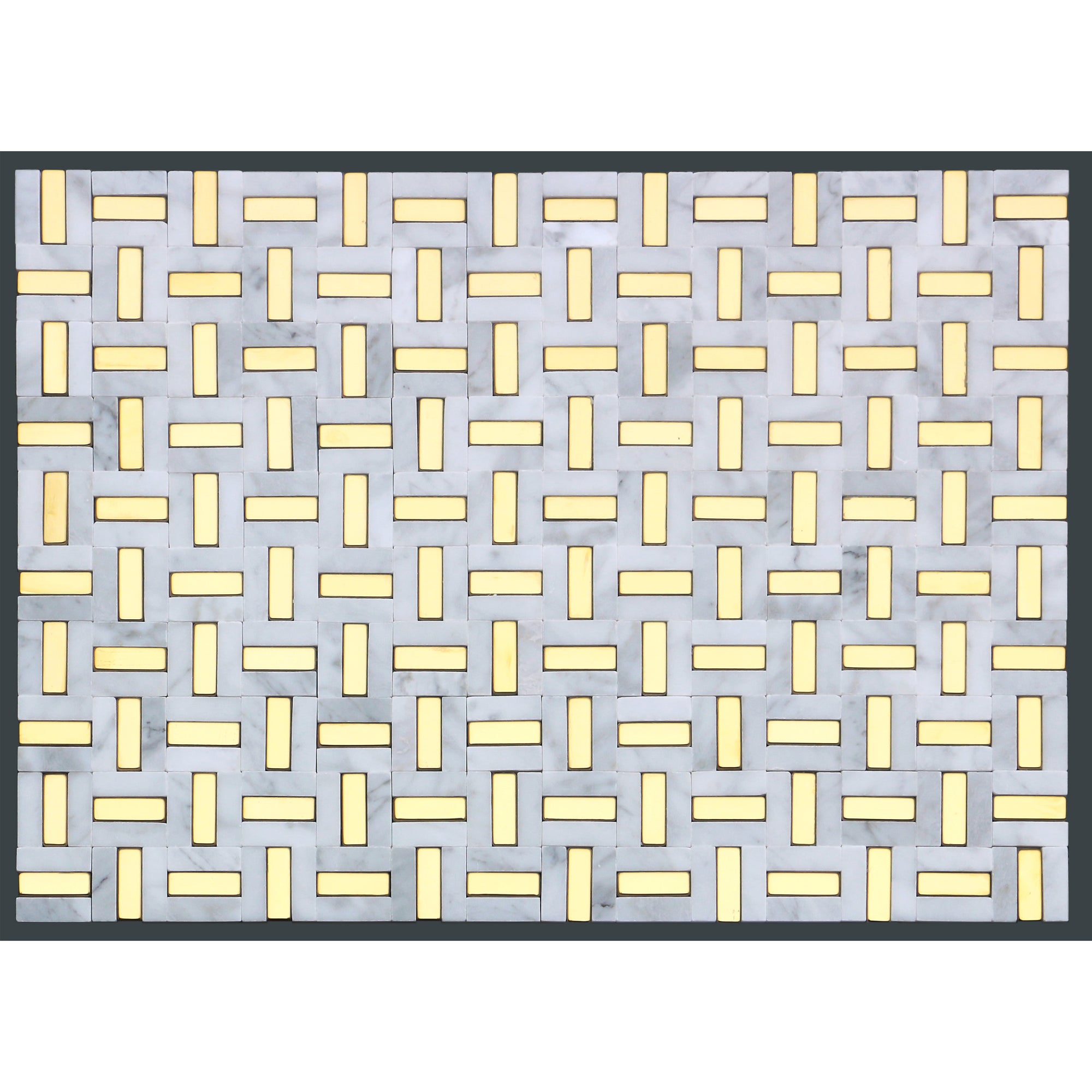 Emser Tile - Link Marble Groutless Mosaic - White and Gold