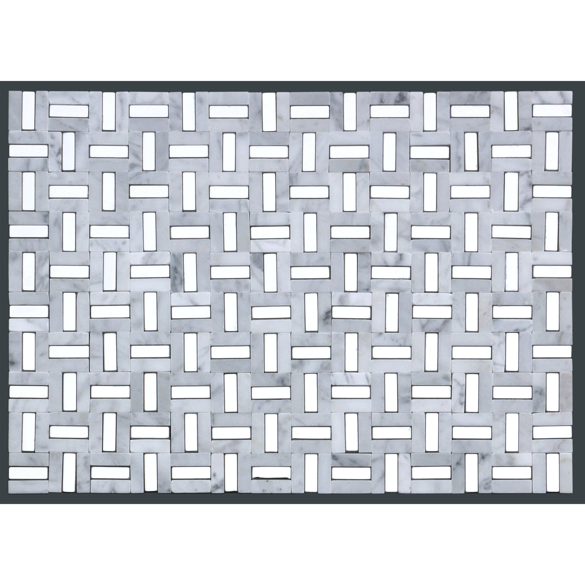 Emser Tile - Link Marble Groutless Mosaic - White and Silver