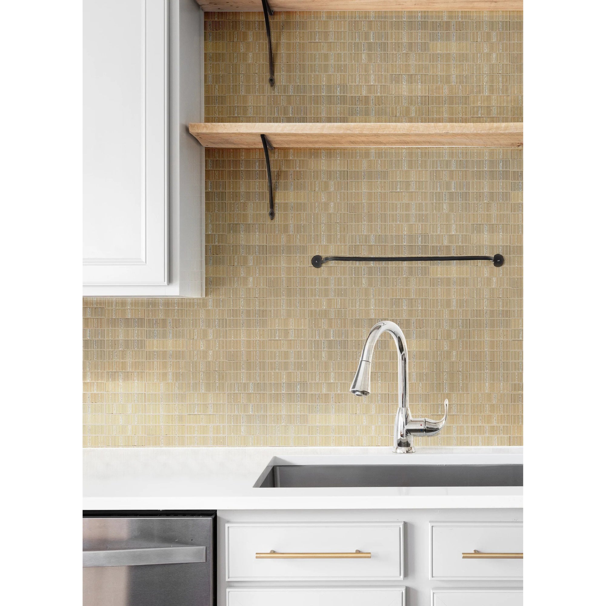 Emser Tile - Newtro 1 in. x 6 in. Glazed Ceramic Mosaic - Ivory