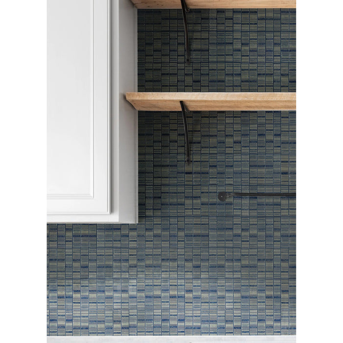 Emser Tile - Newtro 1 in. x 6 in. Glazed Ceramic Mosaic - Navy Installed