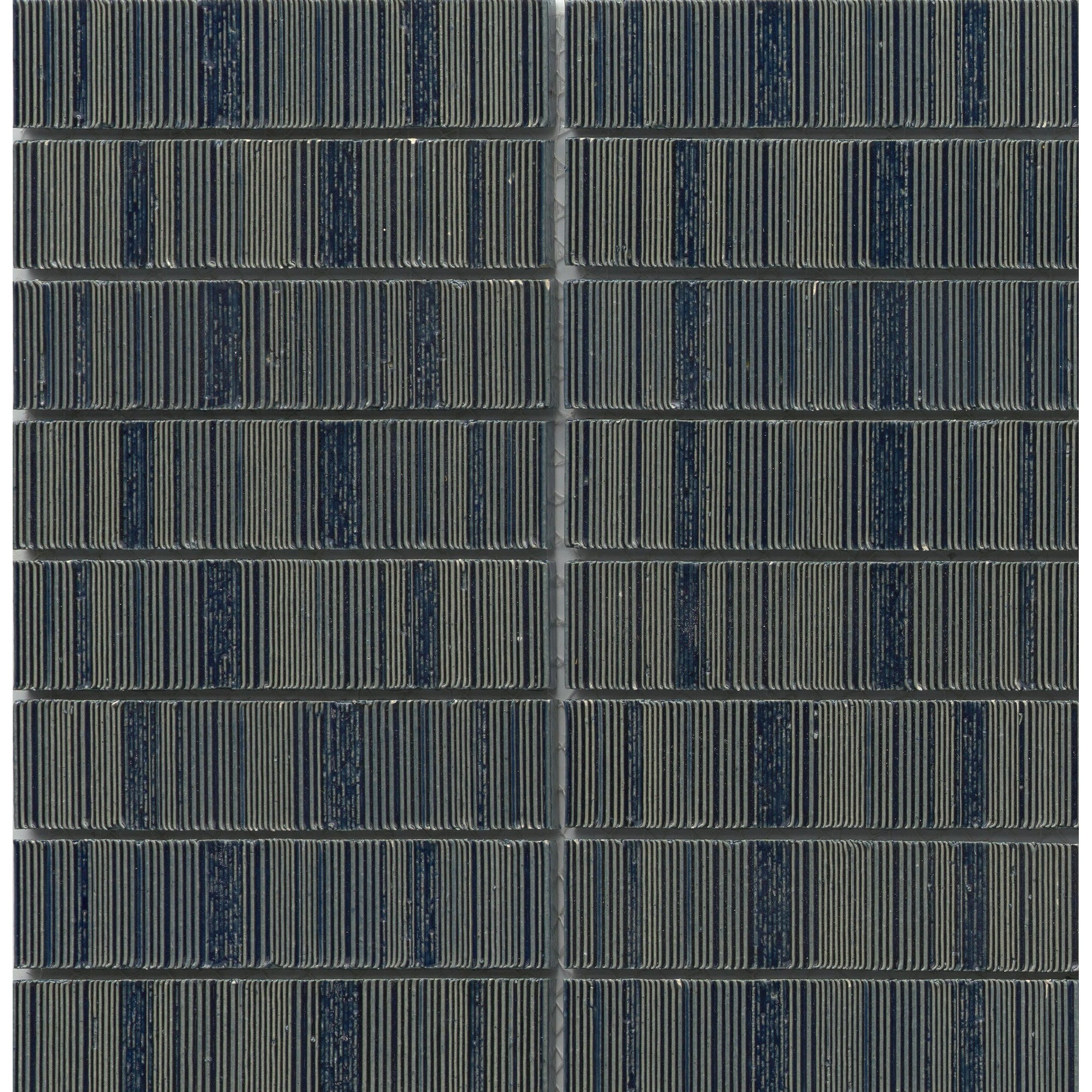 Emser Tile - Newtro 1 in. x 6 in. Glazed Ceramic Mosaic - Navy