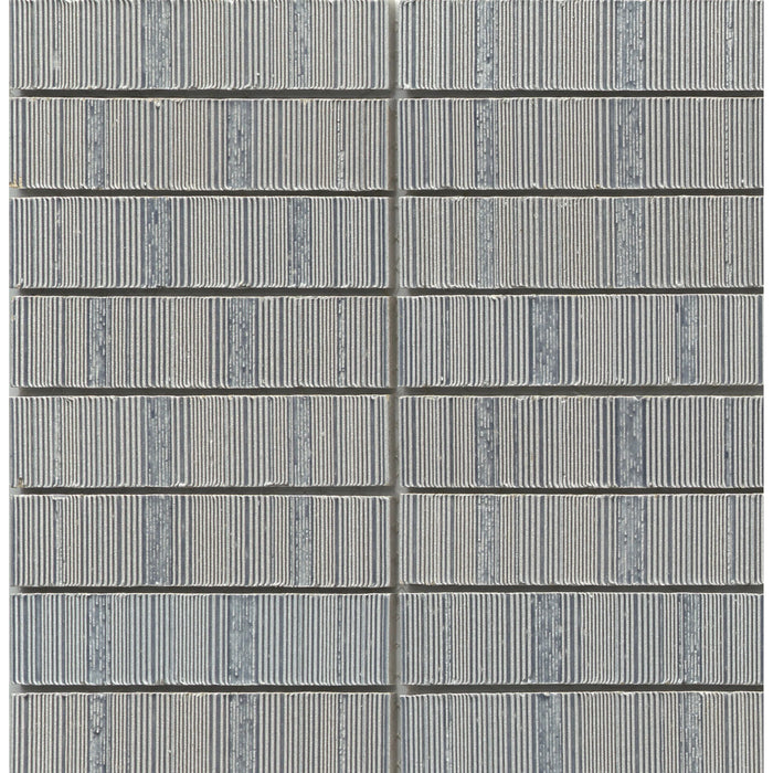 Emser Tile - Newtro 1 in. x 6 in. Glazed Ceramic Mosaic - Silver