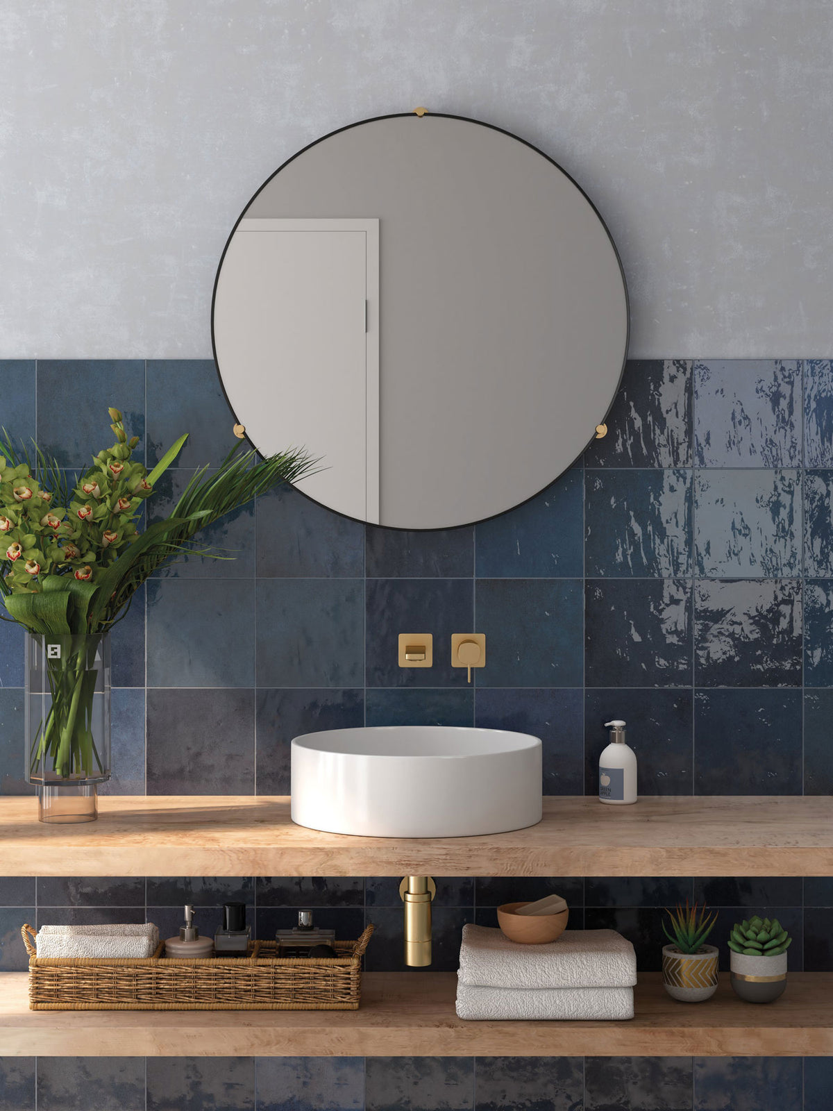 Emser Tile - Passion 9&quot; x 9&quot; Wall Tile - Azul Installed