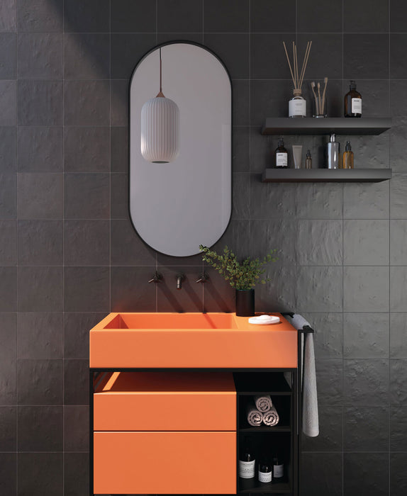 Emser Tile - Passion 9" x 9" Wall Tile - Nero Matte Installed