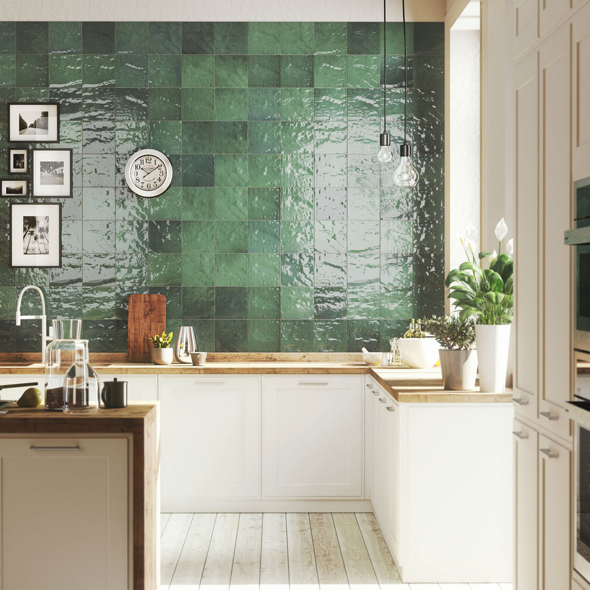 Emser Tile - Passion 9&quot; x 9&quot; Wall Tile - Verde Installed