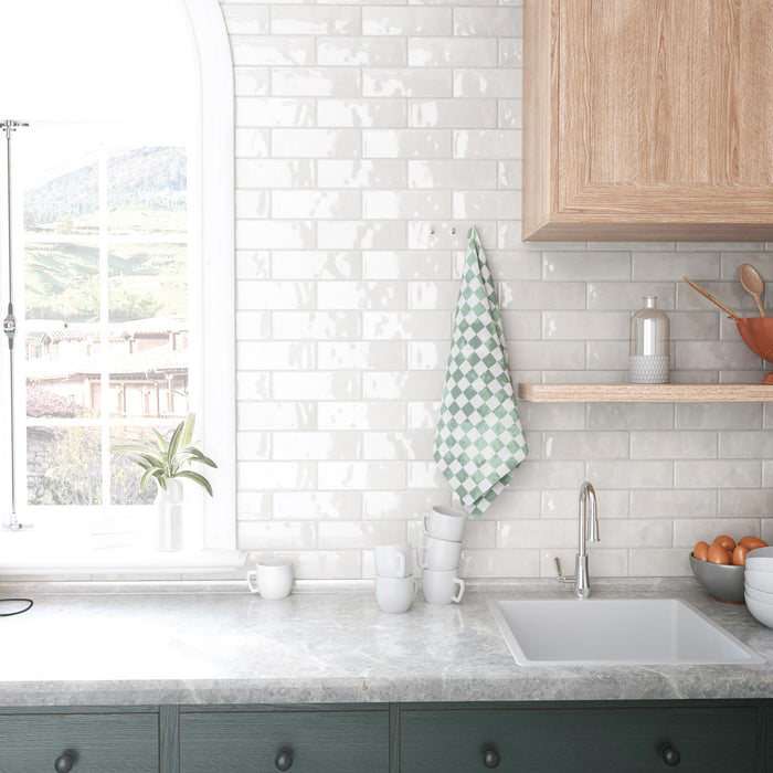 Emser Tile - Passion 3" x 8" Wall Tile - Blanco Installed