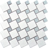 See Emser Tile - Spin - Glazed Porcelain Mosaic - White/Silver