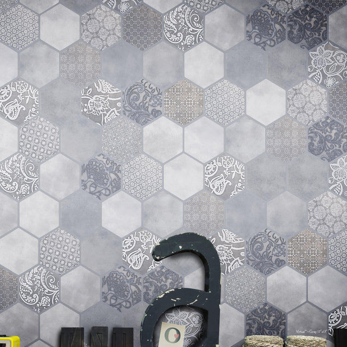 Emser Tile - Virtue Glazed Porcelain Mosaic - Gray Installed
