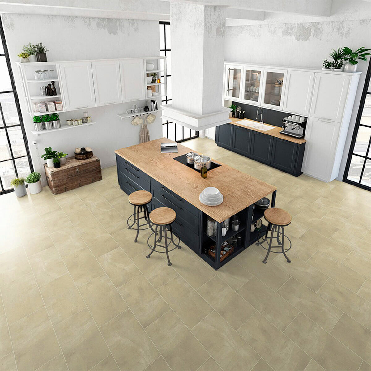 Engineered Floors - Revotec Collection- Pietra - 12 in. x 24 in. - Quarry Room Scene