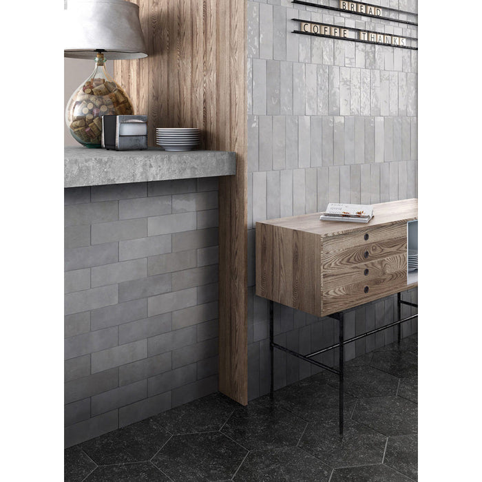 Equipe - Artisan Collection - 2.5" x 8" Wall Tile - Alabaster Installed