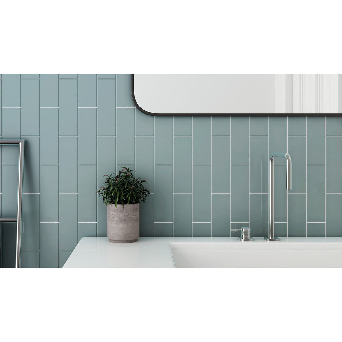 Equipe - Country Collection - 2.5&quot; x 8&quot; Wall Tile - Ash Blue Installed