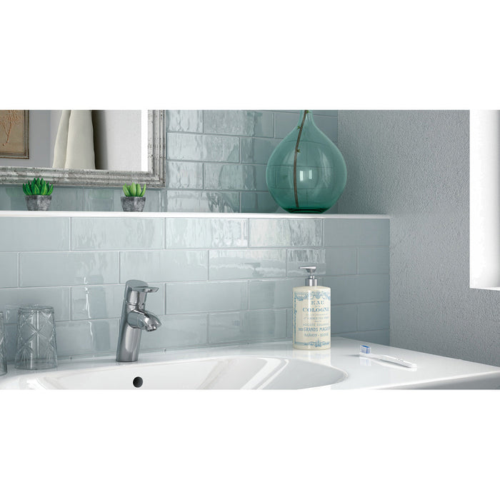 Equipe - Country Collection - 2.5" x 8" Wall Tile - Ash Blue Installed