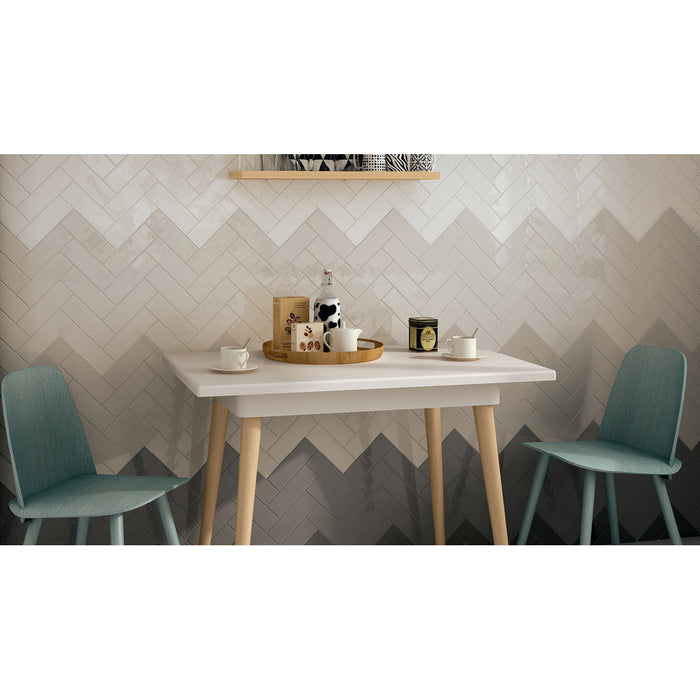 Equipe - Country Collection - 2.5" x 8" Wall Tile - Grey Pearl Installed