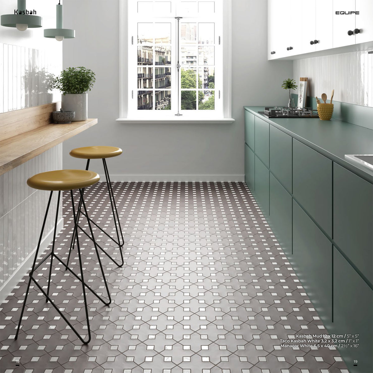 Equipe - Kasbah Collection - 1 in. x 1 in. Porcelain Tile - White Matte Room Scene